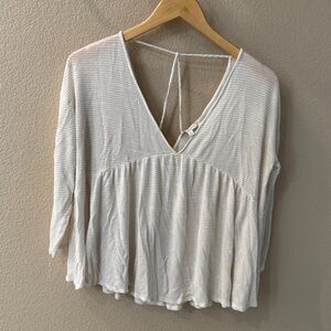 Lucky Brand Cream and gold Striped Blouse